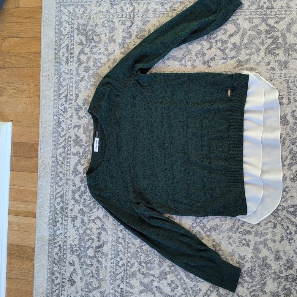 Calvin Klein Dark Green Sweater with White Hem